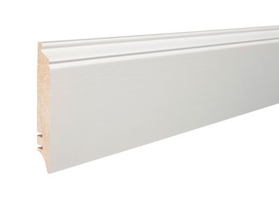 Biela PW90  - drevená soklová lištadĺžka 2,2 m, výška 90mm, cena za 1ks